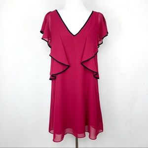 BCBGeneration Garnet Flowy Chiffon Ruffle Dress NWT